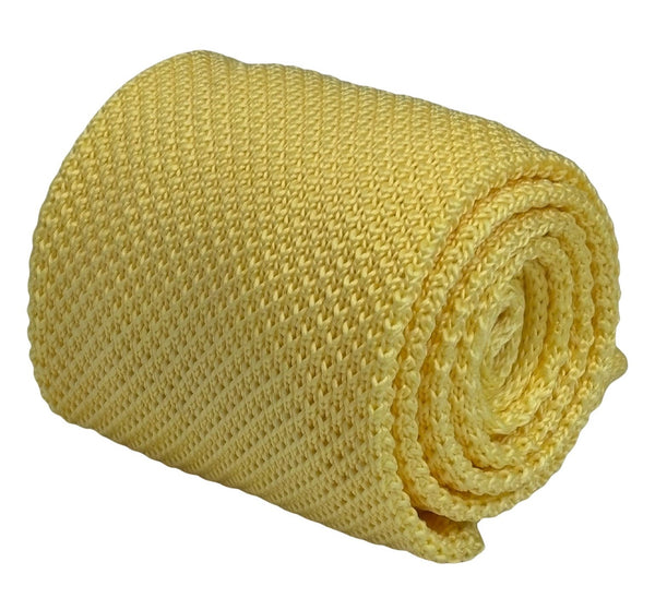 lemon yellow knitted 8cm width tie with pointed end
